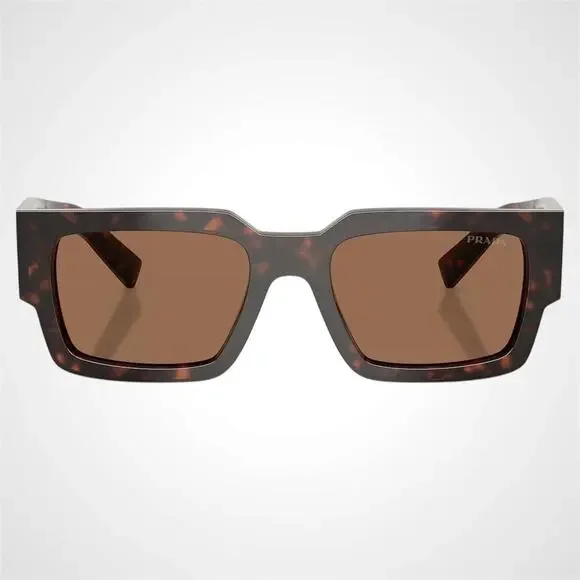 New PRADA Sunglasses Brown Root Tortoise Rectangle Square Mens